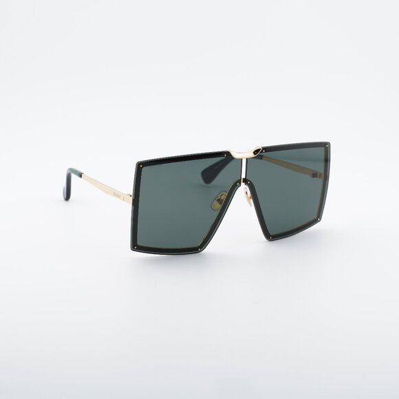 Max Mara MILLER MM0117 30N Sunglasses Gold Shield Frame, Green Lenses